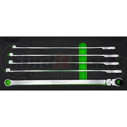 DFXL150 by VIM TOOLS - 5 PC. DEEP SPLINE RATCHETING FLEX HEAD WRENCH SET (15-19 MM)