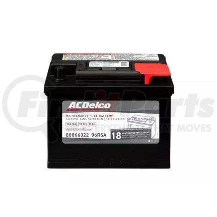 96RSA by ACDELCO - Automotive Battery - Standard Flooded, 12V, 590 CCA, 53 Ah, Top Post