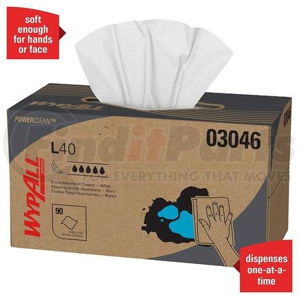 03046 by KIMBERLY-CLARK - WypAll Towels - PowerClean L40 Extra Absorbent, White, 10" x 10.8"