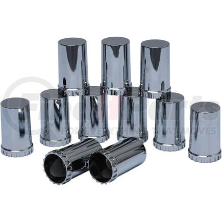 TR614 by TORQUE PARTS - Wheel Lug Nut Cover - 10 Pieces, 33mm, Chrome Cylinder, for Semi Trucks