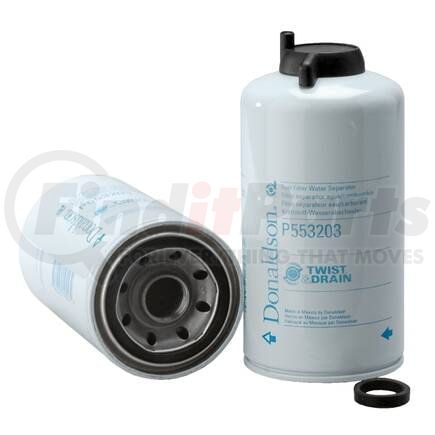 P553203 by DONALDSON - Twist&Drain Fuel Water Separator Filter - 7.61 in., Water Separator Type, Spin-On Style, Cellulose Media Type