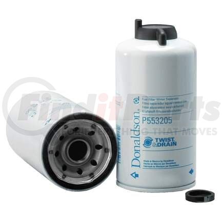 P553205 by DONALDSON - Twist&Drain Fuel Water Separator Filter - 7.62 in., Water Separator Type, Spin-On Style, Cellulose Media Type