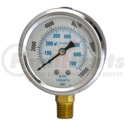 P562701 by DONALDSON - Hydraulic Pressure Gauge - 2.80 in. dia., Bottom, 1/4 NPT thread size, BAR: 0 - 700 / PSI: 0 - 10000 Pressure Range
