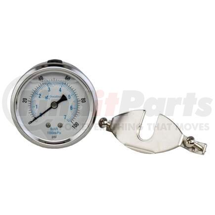 P562704 by DONALDSON - Hydraulic Pressure Gauge - 2.80 in. dia., Center Back, 1/4 NPT thread size, BAR: 0 - 6.9 / PSI: 0 - 100 Pressure Range