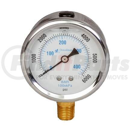 P562729 by DONALDSON - Hydraulic Pressure Gauge - 2.80 in. dia., Bottom, 1/4 NPT thread size, BAR: 0 - 400 / PSI: 0 - 6000 Pressure Range