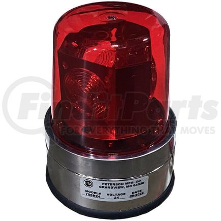 756R24 by PETERSON LIGHTING - Incandescent Rotating Beacon Light, 5.75"X7.5", 24V, red, box