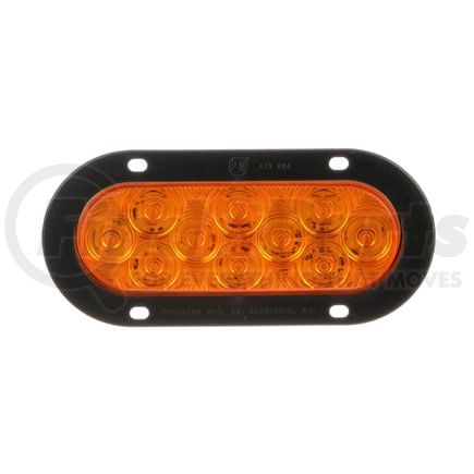 823A-10 by PETERSON LIGHTING - LED Front Park & Turn, Oval, 10 Diode AMP Housing Flange-Mount 6.5"X2.25", amber, poly bag