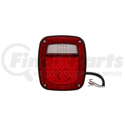 845L by PETERSON LIGHTING - LED Rear Combination Light Rectangular, 5/ 6 Function w/ License Light 5.77"X6.76", red, poly bag