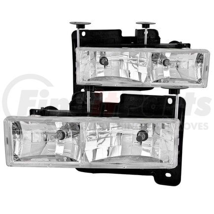 111004 by ANZO - Crystal Headlight Set; Clear Lens w/Bulb; Chrome Housing;