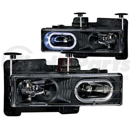 Anzo 111007 Headlight Set Crystal Headlight Set w/Halo; Clear Lens; Black Housing; Pair;