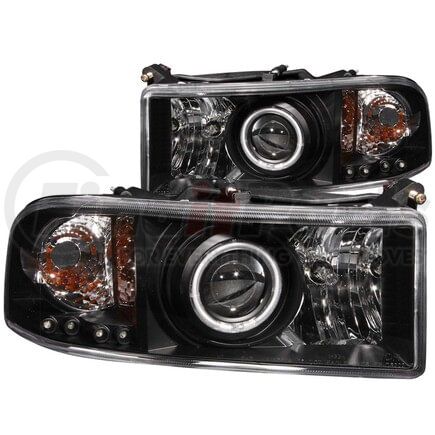 111065 by ANZO - Projector Headlight Set w/Halo; Clear Lens; Black Housing; Pair; CCFL;