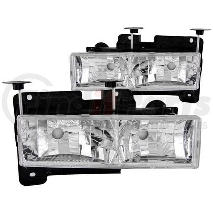 111136 by ANZO - Crystal Headlight Set; Clear Lens; Chrome Housing; Pair;