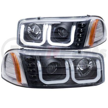 111303 by ANZO - Projector Headlight Set; Clear Lens; Black Housing; Pair; w/U-Bar;