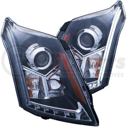 111308 by ANZO - Projector Headlight Set; Clear Lens; Black Housing; Pair; w/Plank Style Design;