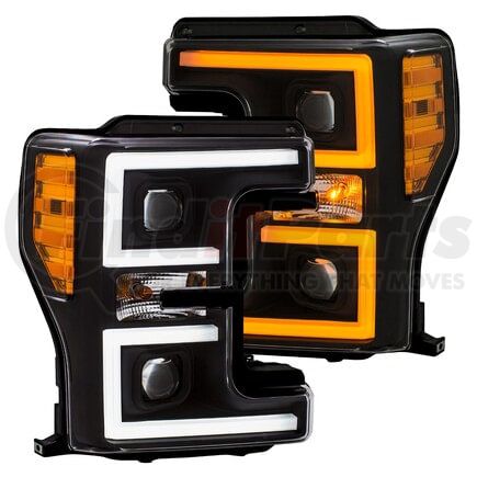 Anzo 111388 Headlight Set Projector Headlight Set; w/Plank Style Switchback; Black w/Amber;