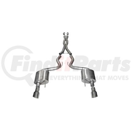 Corsa 14328 Exhaust System Kit 3.0in. Cat-Back Dual Rear Exit with Single 4.0in. Polished Pro-Series Tips