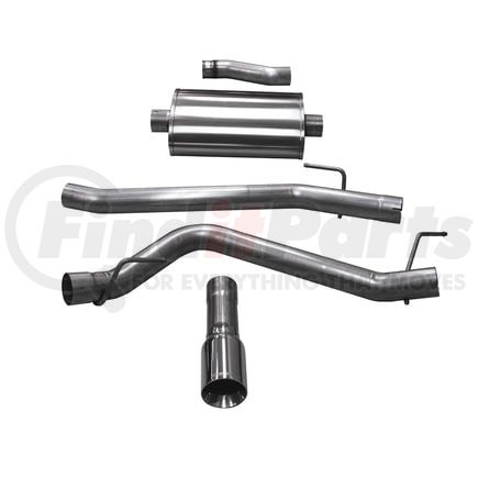 21060USA by CORSA - 3.0in. Cat-Back Single Side Exit with Single 4.0in. Straight-Cut Tips with USA Flag Etch