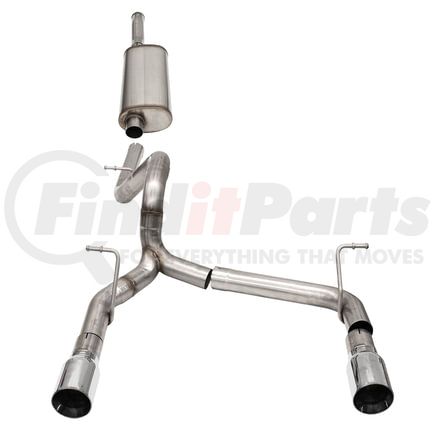 21124USA by CORSA - 2.75in. Cat-Back Dual Rear Exit with Single 4.0in. Black PVD Flat Cut Tips with USA Flag Etch
