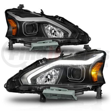 121569 by ANZO - Projector Headlight Set; Black Housing; w/Light Bar;