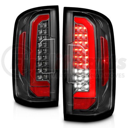 311432 by ANZO - Tail Light Assembly; LED; w/Red Light Bar; Black Housing; Clear Lens;