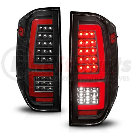 311436 by ANZO - Tail Light Assembly; LED; Clear Lens; Black Housing; Red Light Bar; w/Sequential; Pair;