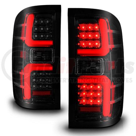 311451 by ANZO - Tail Light Assembly; LED; Smoke Lens; Black Housing; w/Light Bar; Pair;