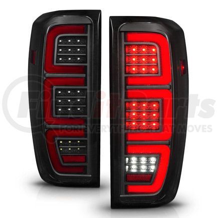 311458 by ANZO - Tail Light Assembly; Full LED; LED Tube; Sequential Signal; Black Housing; Smoke Lens; Pair;