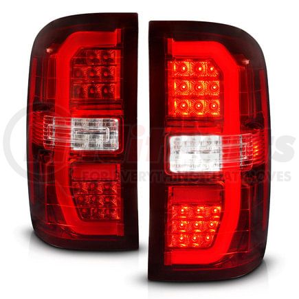 311466 by ANZO - Tail Light Assembly; LED; Clear/Red Lens; Chrome Housing; w/Sequential Signal; w/C-Light Ba; Pair;