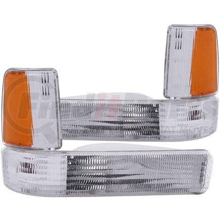 511047 by ANZO - Parking Light Assembly; Euro; Clear Lens; Chrome Housing; Amber Reflector; Pair;