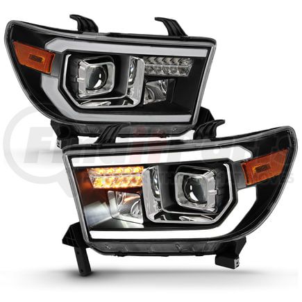 111447 by ANZO - Projector Headlight Set; Light Bar H.L; w/Black Amber Lens; w/Halogen Bulb;