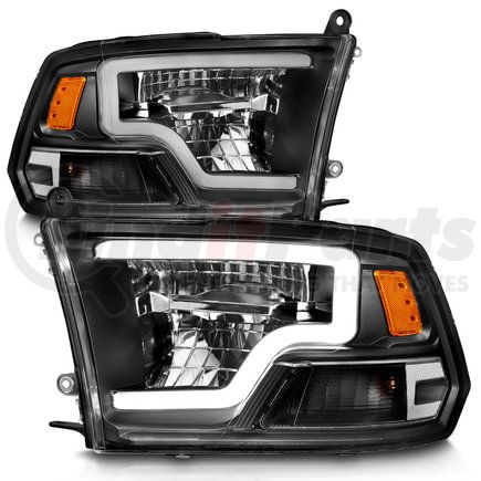 111539 by ANZO - LED Projector Headlight; LED Square; Black Housing; w/Light Bar; Pair;
