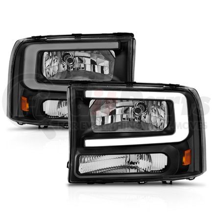 111549 by ANZO - Crystal Headlight Set; Black Housing; Pair; w/Light Bar;