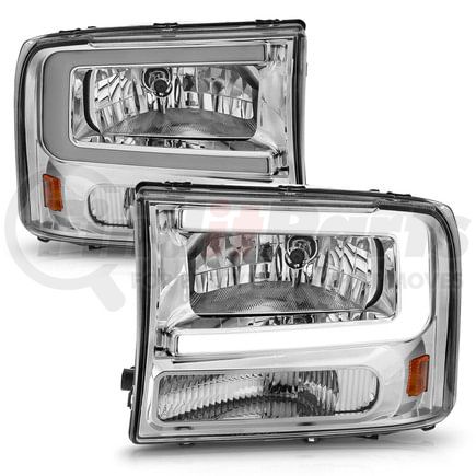 111550 by ANZO - Crystal Headlight Set; Chorme Housing; Pair; w/Light Bar;