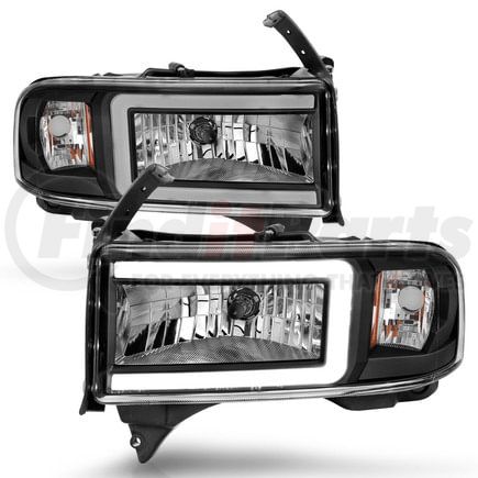 111554 by ANZO - LED Crystal Headlight; w/Light Bar; Black Housing; Pair;