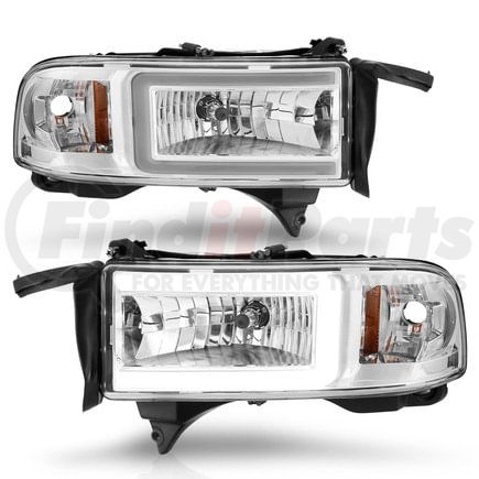 111555 by ANZO - LED Crystal Headlight; w/Light Bar; Chrome Housing; Pair;