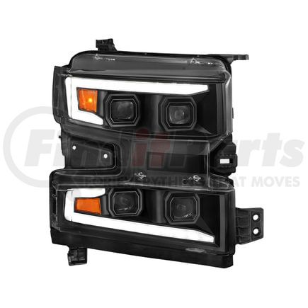 111566R by ANZO - LED Projector Headlight; Clear Lens; Black Housing; w/Light Bar Switchback Sequential; w/Initiation Light; Passenger Side Only;