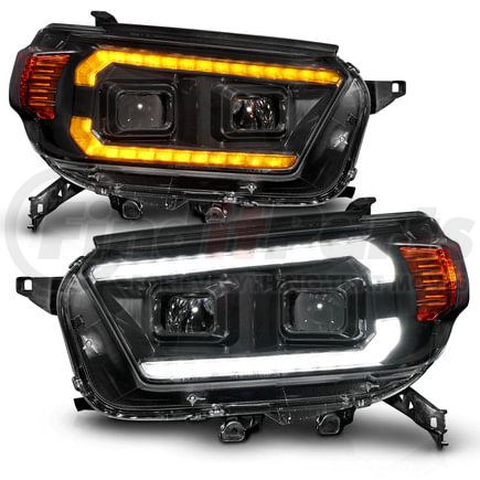 111602 by ANZO - Projector Headlight Set; w/Switchback; Black Housing; w/Plank Style Design; w/DRL;