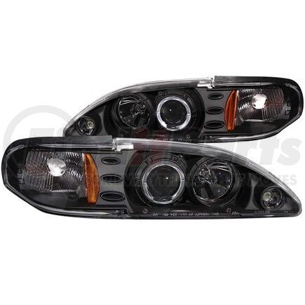 121038 by ANZO - Projector Headlight Set w/Halo; Clear Lens; Black Housing; Pair; 1 pc.;