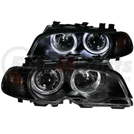 121269 by ANZO - Projector Headlight Set w/Halo; Clear Lens; w/ Halo Black;