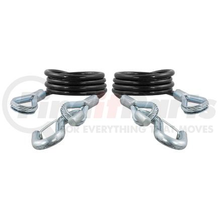 80136 by CURT MANUFACTURING - 43-7/8in. Safety Cables with 2 Snap Hooks (3;500 lbs; Vinyl-Coated; 2-Pack)