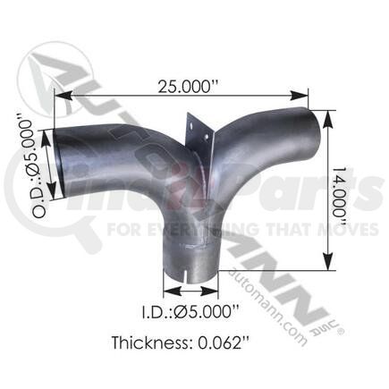 562.U45STA by AUTOMANN - Exhaust Splitter Tee - 5 Inch, With Divider Plate