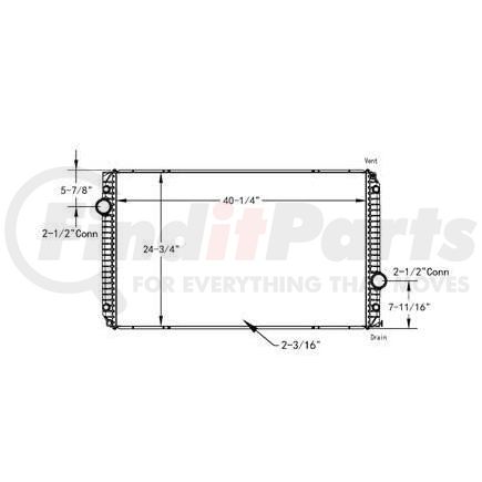HDC010569PA by INTERNATIONAL - 2007-2009 International Prostar Plastic / Aluminum RadiatorDesign Style 	Plastic / AluminumHeight 	40 1/4Width 	24 3/4Depth 	2 3/16Inlet 	2 1/2 connectionOutlet 	2 1/2 connectionEngine Oil Cooler 	NoTrans Oil Cooler 	NoMake 	Internationa