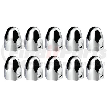 10004P by UNITED PACIFIC - Wheel Lug Nut Cover Set - 1.5" x 2", Chrome, Steel, Bullet
