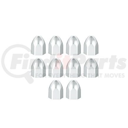 10066P by UNITED PACIFIC - Wheel Lug Nut Cover Set - 1/2" x 15/16", Chrome, Plastic, Bullet, Push-On Style
