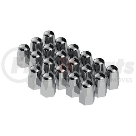 10084 by UNITED PACIFIC - Wheel Lug Nut Cover Set - 1.5" x 2 3/4", Chrome, Plastic, Tall, Push-On Style