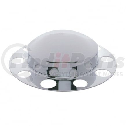 10131 by UNITED PACIFIC - Axle Hub Cover - Chrome, Dome, 10 Holes for 1-1/2" Lug Nuts, for Front Steel Wheel