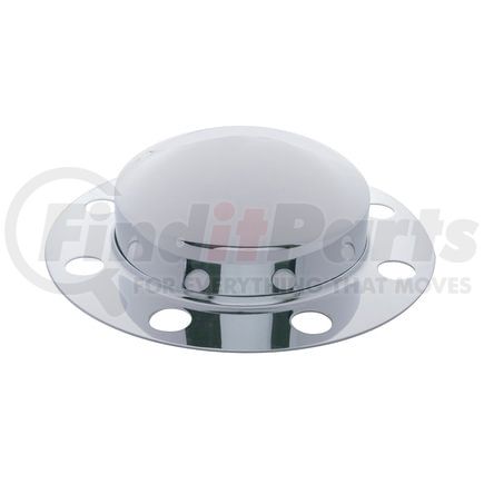 10134 by UNITED PACIFIC - Axle Hub Cover - 2 Piece Kit, Chrome, Dome, 8 Holes for 33mm Lug Nuts, for Front Steel/Aluminum Wheel