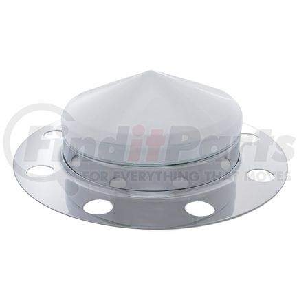 10137 by UNITED PACIFIC - Axle Hub Cover - 3 Piece Kit, Chrome, Pointed, 8 Holes for 33mm Lug Nuts, for Front Steel/Aluminum Wheel