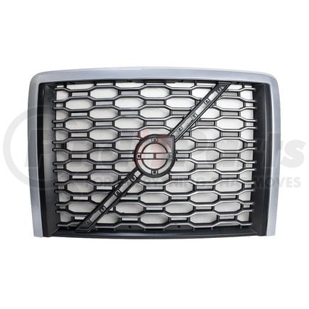 21823 by UNITED PACIFIC - Grille - ABS Plastic, with Satin Silver and Black Finish, for 2018-2024 Volvo VNL
