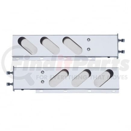 22303 by UNITED PACIFIC - Light Bar Bracket - 3.75" Bolt Pattern, Stainless Spring Loaded Light Bar, with Six Oval Light Cut-Outs